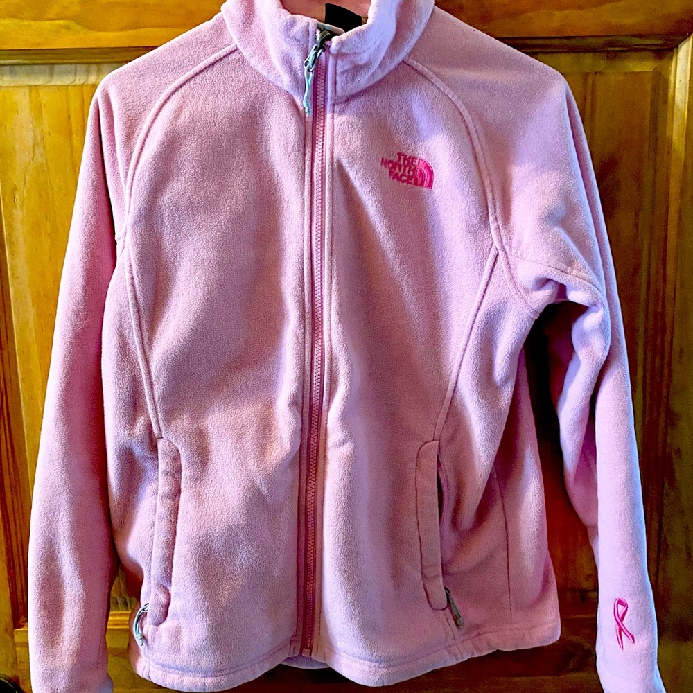 Pink Breast Cancer Awareness North Face zip-up sweater